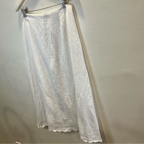Reformation White 100% Linen Midi Skirt Size 6 Fully Lined Scallop Hem Summer - Picture 4 of 13